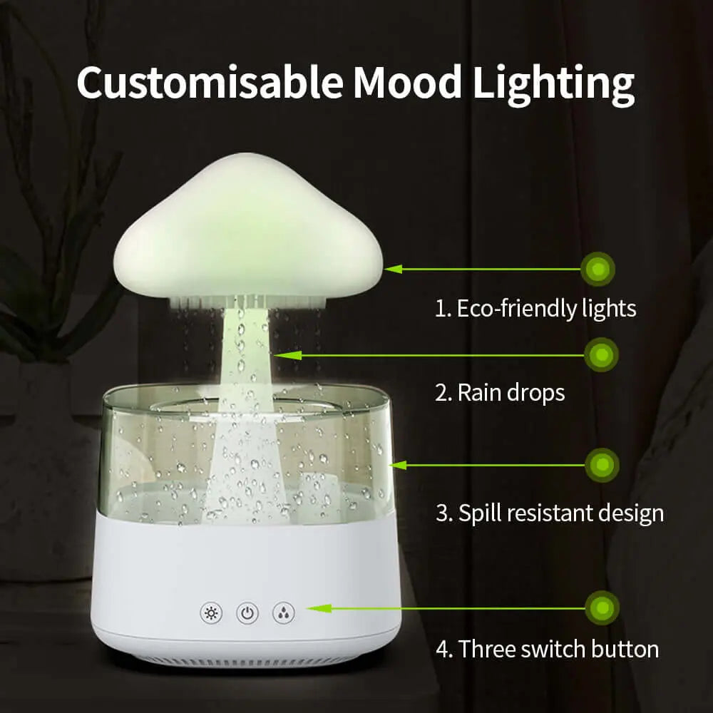 Rain Sound Mushroom and Rain Cloud Water Droplet Fan Humidifier - Enigma