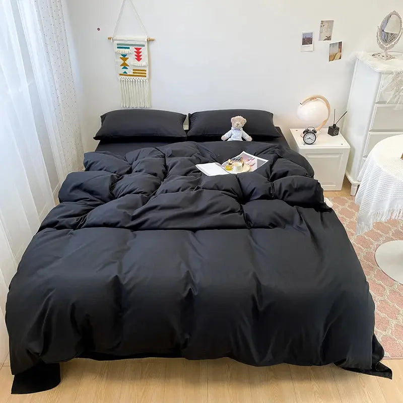 Black Bedding Set Soft Bed Linen - Enigma