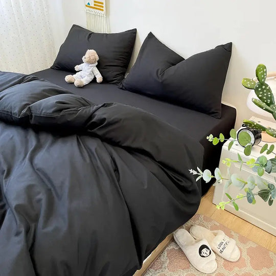 Black Bedding Set Soft Bed Linen - Enigma