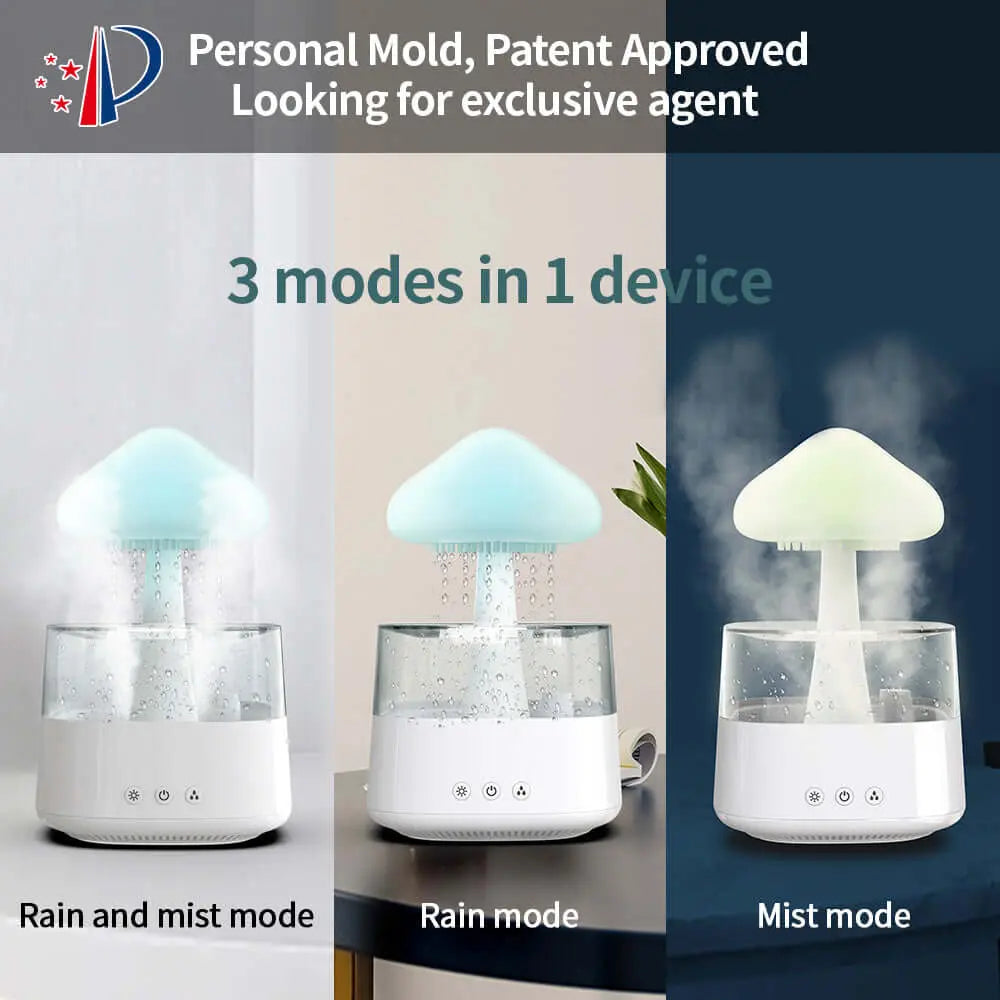 Rain Sound Mushroom and Rain Cloud Water Droplet Fan Humidifier - Enigma